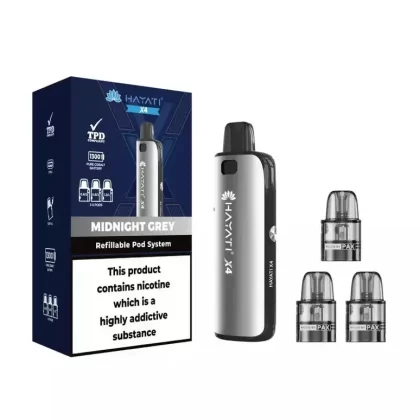 Midnight Grey Hayati X4 Pod Vape Kit 1300mAh – 2ml Pods, 3x & 10ml Nic Salt