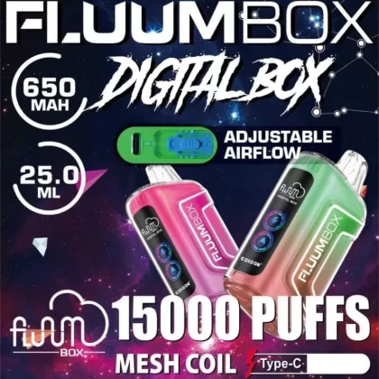 Fluum Digital Box TN 15000 Puffs | 0%-5% strength, rechargeable pen, bulk disposable vape - Aiviouvapes