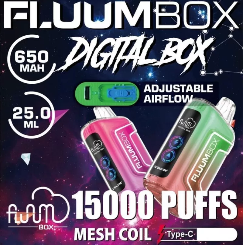 Fluum Digital Box TN 15000 Puffs | 0%-5% strength, rechargeable pen, bulk disposable vape - Aiviouvapes