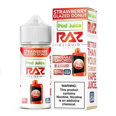 Strawberry Glazed Donut Pod Juice x RAZ 100mL - Nicotine Level#0mg>3mg>6mg