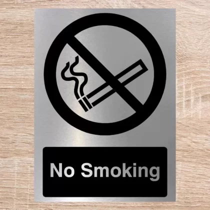 Silver No Smoking Sign
