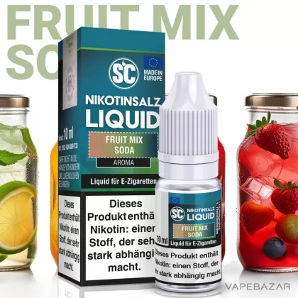 SC Salt Liquid – Fruit Mix Soda - Propylenglycol, Pflanzliches Glycerin, Nikotinbenzoat, Aroma, Nikotinmalat; 10mg/ml, 20mg/ml; Früchtemix, Limonade