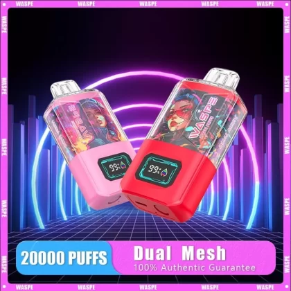 Waspe 20000 Puffs | 0%-5% strength, 24mL, dual mesh, LCD display, bulk disposable vape - Aiviouvapes