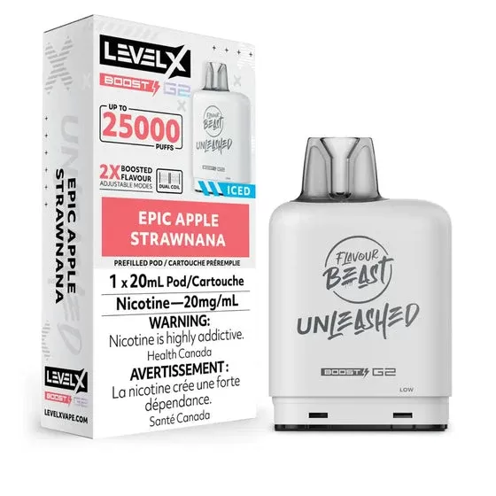 Flavour Beast Level X G2 Ultra Pod – 50k Puffs – Epic Apple Strawnana Iced