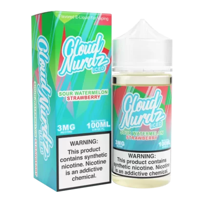 Sour Watermelon Strawberry Iced by Cloud Nurdz TFN 100mL - 0MG