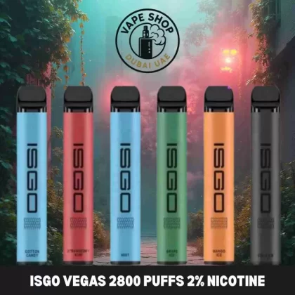 ISGO VEGAS 2800 Puffs 2% Nicotine Disposable Vape In Dubai UAE - 1 PACK / 1 DEVICE, FULL BOX 10 DEVICE; Blueberry, Brazilian Tobacco (55B7B6)