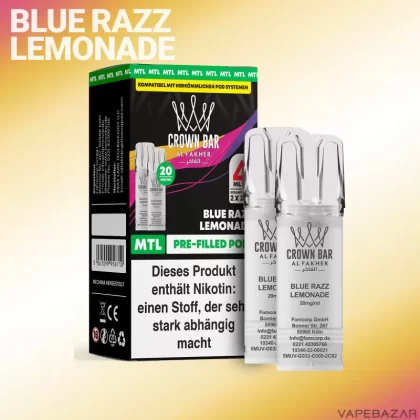 Al Fakher Pods Crown Bar 600 – MTL 20mg – Blue Razz Lemonade - Himbeere / Zitrone / Limonade