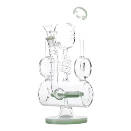 Coiled Inline Percolator Bong – 13in - Color#White>Green