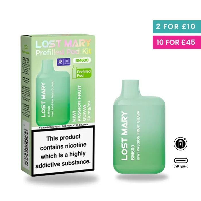 Kiwi Passion Fruit Guava – Lost Mary BM600 Pre-Filled Pod Kit