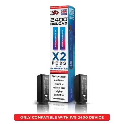 IVG 2400 Reload 2-in-1 Prefilled Vape Pods - Blue Raspberry Ice, Classic Menthol