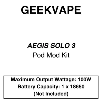Geekvape – Aegis Solo 100W Mod Kit - Vape Product, Vape Product