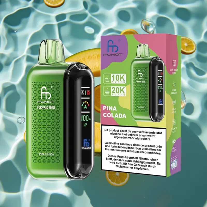 Fumot Tornado 20000 Puffs Disposable Vape Pina Colada with Dual Mesh Coil & Smart Display - Bangvapeaustralia - Image 2