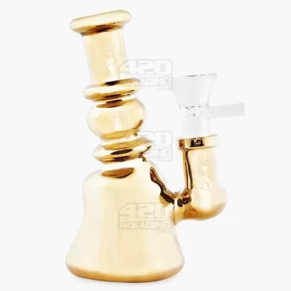 Electroplated Mini Beaker Water Pipe | 4.75in Tall – 14mm Bowl – Gold