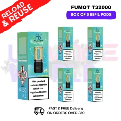 Blue Sour Raspberry Fumot T32000 REPLACEMENT PODS – BOX OF 5