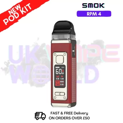 Red Leather Smok Rpm 4 Pod Kit + Free Nic Salt