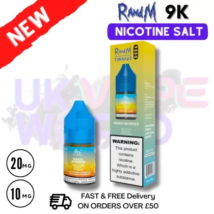 Mixed Berries RandM Tornado 9000 Nic Salt 10ml eLiquid – £1.99
