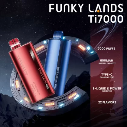 Funky Lands Ti7000 Rechargeable Disposable - Strawberry Duo Ice (Frozen Edition)