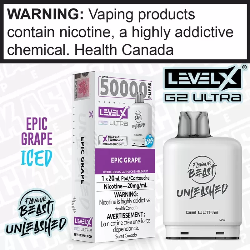 Epic Grape Iced Flavour Beast Unleashed LEVEL X G2 Ultra POD