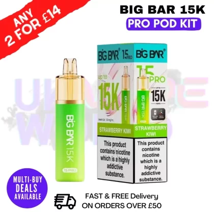 Strawberry Kiwi Big Bar 15K Prefilled Pod Kit – £7.89