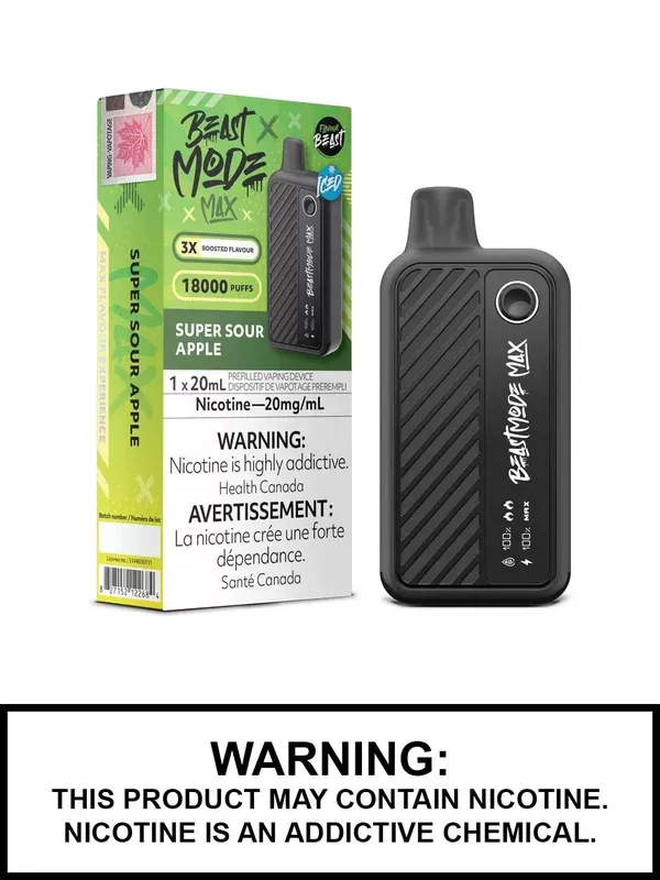 Super Sour Apple Iced Flavour Beast Beast Mode Max Disposable Vape