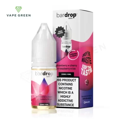 Strawberry Cherry Raspberry Ice Nic Salt E-Liquid by Bar Drop - Eliquidsupply