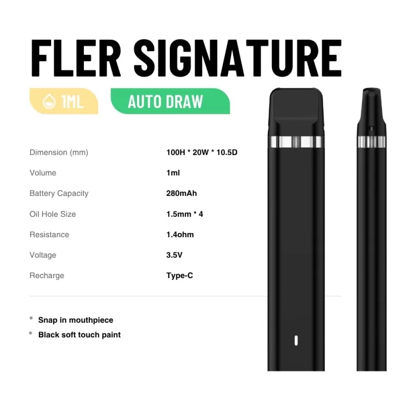 Fler Signature 1mL Empty Disposable – Auto Draw Vape Pen - Image 3