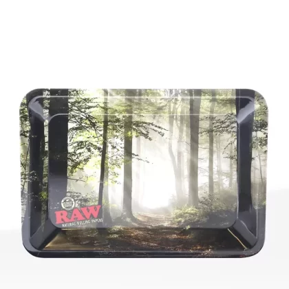 RAW® Rolling Tray | ‘Smokey Forest’ | Various Sizes – Metal - Size#Mini - 7" x 5">Small - 11" x 7">Large - 14" x 11"