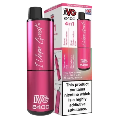 IVG 2400 Rechargeable Vape Watermelon Edition - Strength#20mg
