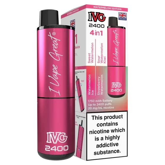IVG 2400 Rechargeable Vape Watermelon Edition - Strength#20mg