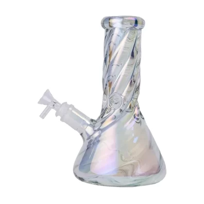 Human Grade Twisted Iridescent Beaker Water Pipe - size#9 inch>12 inch>15 inch