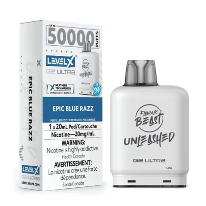 Flavour Beast Level X G2 Ultra Pod – 50k Puffs – Epic Blue Razz ICED