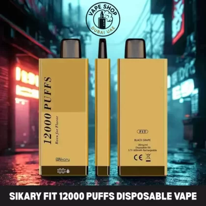 SIKARY FIT 12000 Puffs Disposable Vape 20mg/ml Nicotine In UAE - Vape Product, BOX OF 10 PCS; Black Grape, Blue Razz Ice