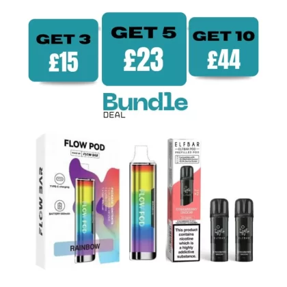 Flow Pod CP600 Pod Kit + Elf Bar 600 Prefilled Pods (Bundle) - Sky Blue / Blueberry Sour Raspberry