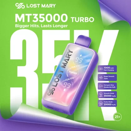 Made in Indonesia | Lost Mary MT35K Turbo Disposable - 35,000 Puffs - Strawberry Kiwi+