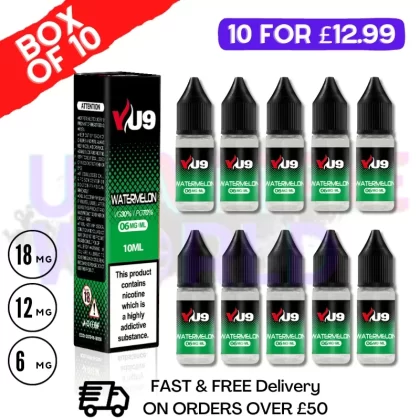 Watermelon VU9 E-Liquid Juice 10ml Nic Eliquid – 10 x 10ML Bundle