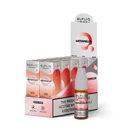 ElfLiq 10 Bottle Pack Watermelon E Liquid - Elf Bar ElfLiq Watermelon E Liquid 10ml (Nicotine Strength)#20mg>10mg>5mg (56977A)