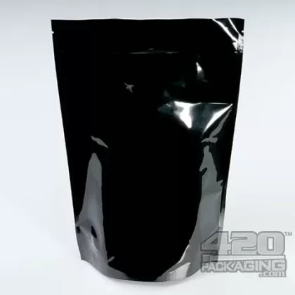 Black-Black 7″ x 11″ Mylar Stand Up Pouch Zip Bags 1000/Box