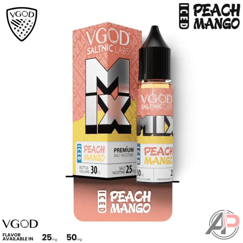 Vgod Mix Iced Peach Mango Salt Nicotine 30mL - Image 2