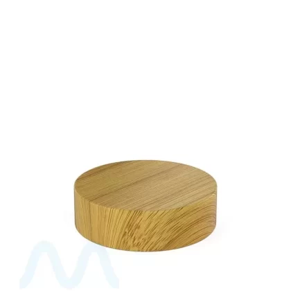 Child Resistant Flat Push Down & Turn Plastic PCR Caps w/ Foam Liner | 53mm – Bamboo Wood | Sample