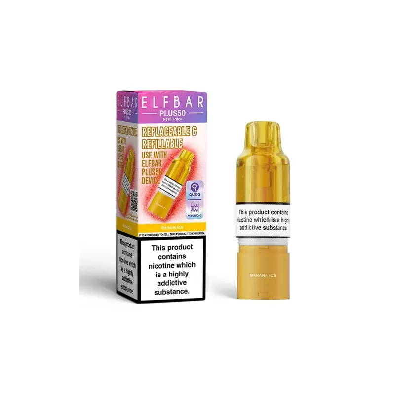 ELF BAR Plus 50 Refill Pack Banana Ice - Strength#20mg (D323E9)