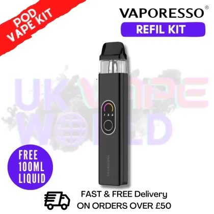 Black Vaporesso Xros 4 Pod Vape Kit + Free 100ML Eliquid