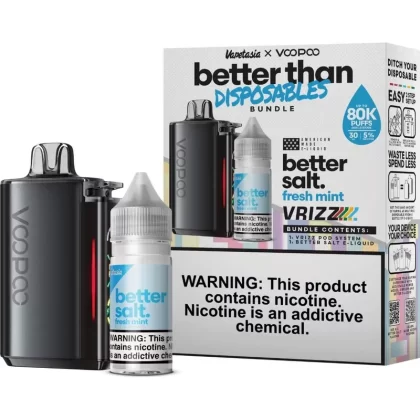 Better Salt x Voopoo Vrizz Bundle Kit -25MG - FLAVORS#California Cherry>Fresh Mint>Miami Mint>Mixed Berry Ice>Rocket Pop>Strawberry Kiwi