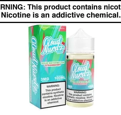 SOUR WATERMELON STRAWBERRY ICED BY CLOUD NURDZ TFN 100ML - Vapejuice
