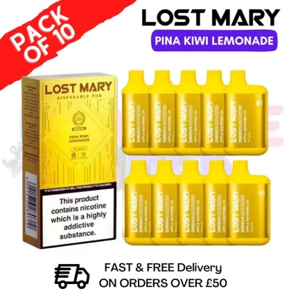 Pina Kiwi Lemonade – Lost Mary GOLD Box of 10