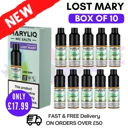 Lime Rum MaryLiq Nic Salt BOX OF 10