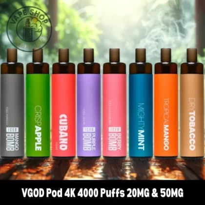 VGOD Pod 4K 4000 Puffs 20MG & 50MG Disposable Vape - Crisp Apple, Cubano; Vape Product, Vape Product; BOX OF 10 PCS