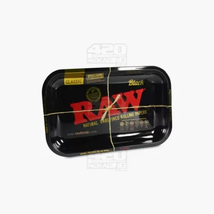 RAW | Limited Edition Black and Gold Rolling Tray | 11in x 7in – Small – Thick Metal