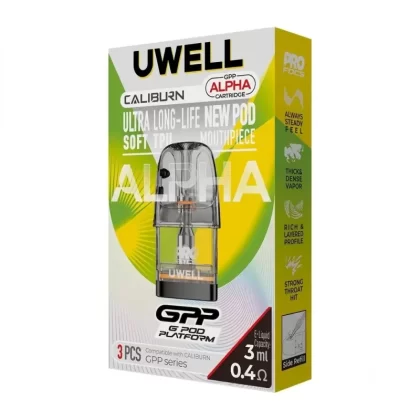 Uwell Caliburn GPP Alpha Cartridge 3ml (0.4/0.6/0.9/1.2 Ω) - 0.4 OHMS, 0.6 OHMS; 1 PCS (2C08AD)