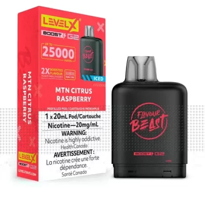 Flavour Beast Level X Vape Pod – 25K – MTN Citrus Raspberry Iced - Select Option#Outside Ontario>Ontario
