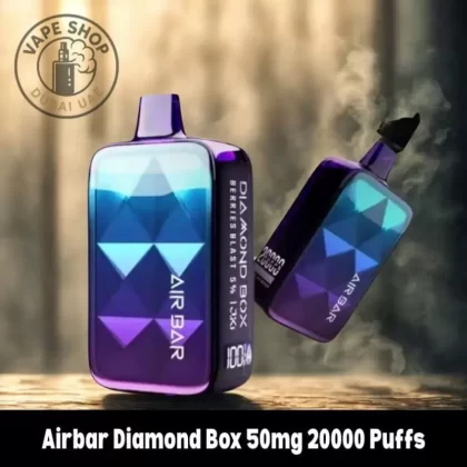 Airbar Diamond Box 50mg 20000 Puffs - Vape Product, BOX OF 10 PCS; Blue Razz Ice, Blueberry Watermelon (8D35C4)